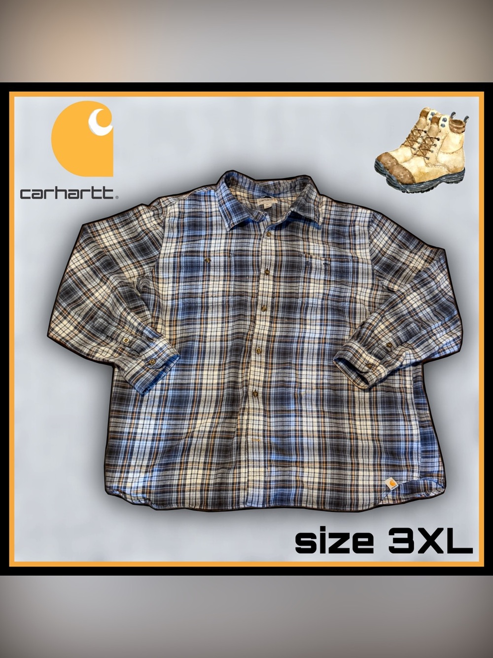 CARHARTT plaid flannel long sleeve button up SHIRT size 3XL